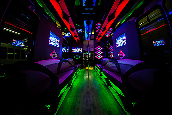 large party bus interior